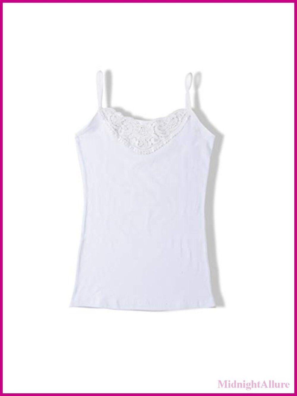 Women's Cotton Tank Top Camisole with Floral Lace Neckline
